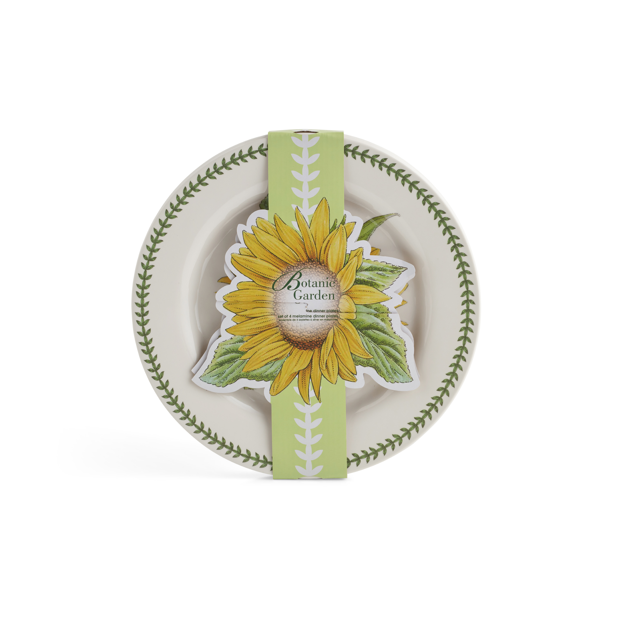 Botanic Garden Melamine Set of 4 Dinner Plates, Sunflower image number null